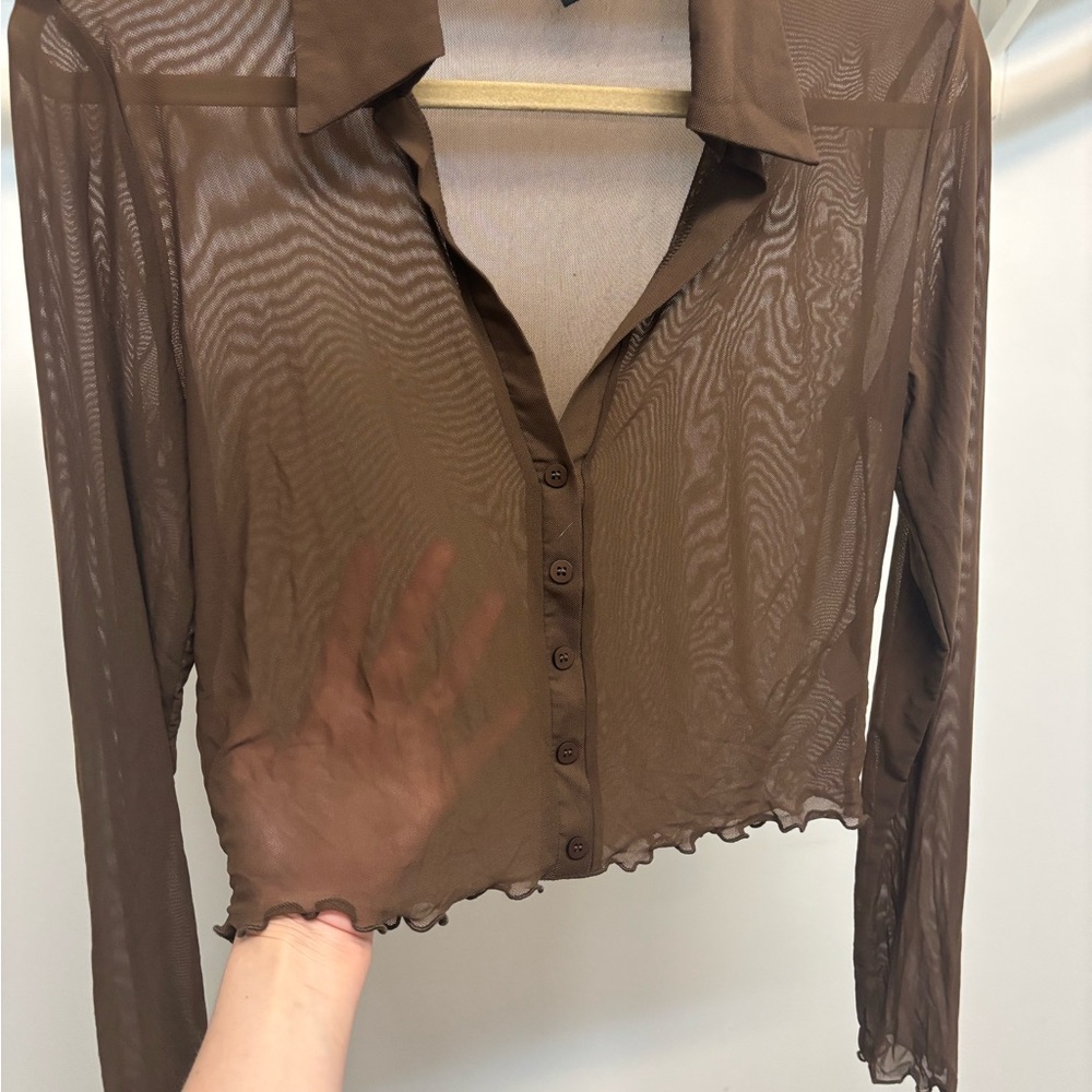 NEVER WORN Sheer Long Sleeve Top - Picture 2 of 4
